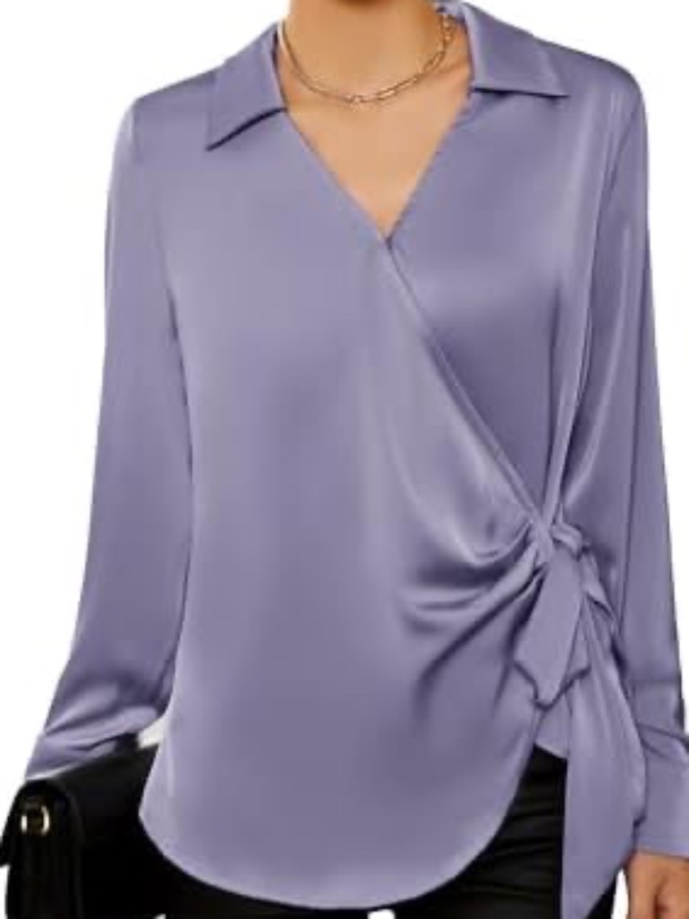 Grace Karin Lavender Satin Blouse - Size M (NWT)